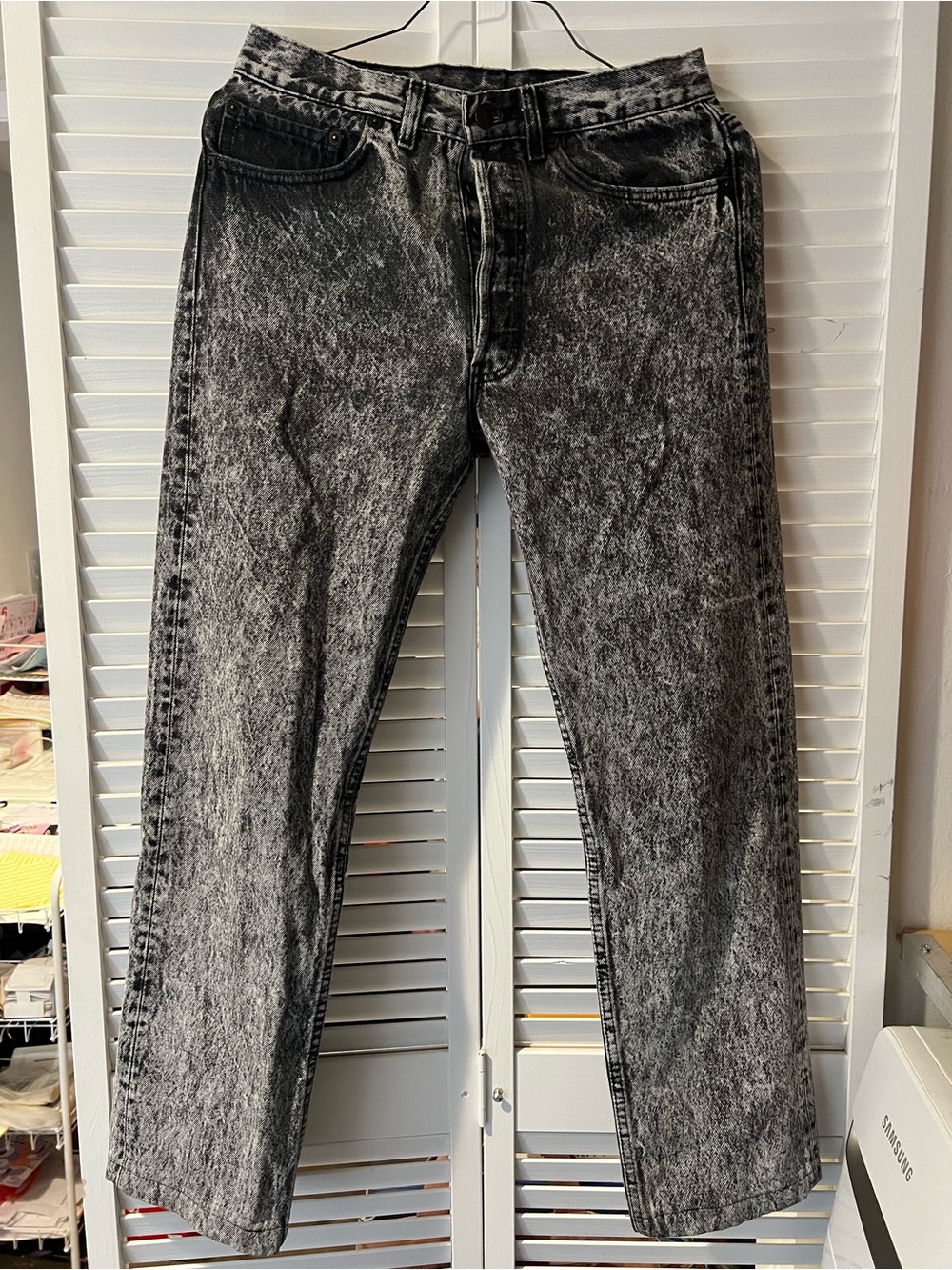 Vintage Levis 501 Jeans Black Acid Wash Denim Fits Size 31x29